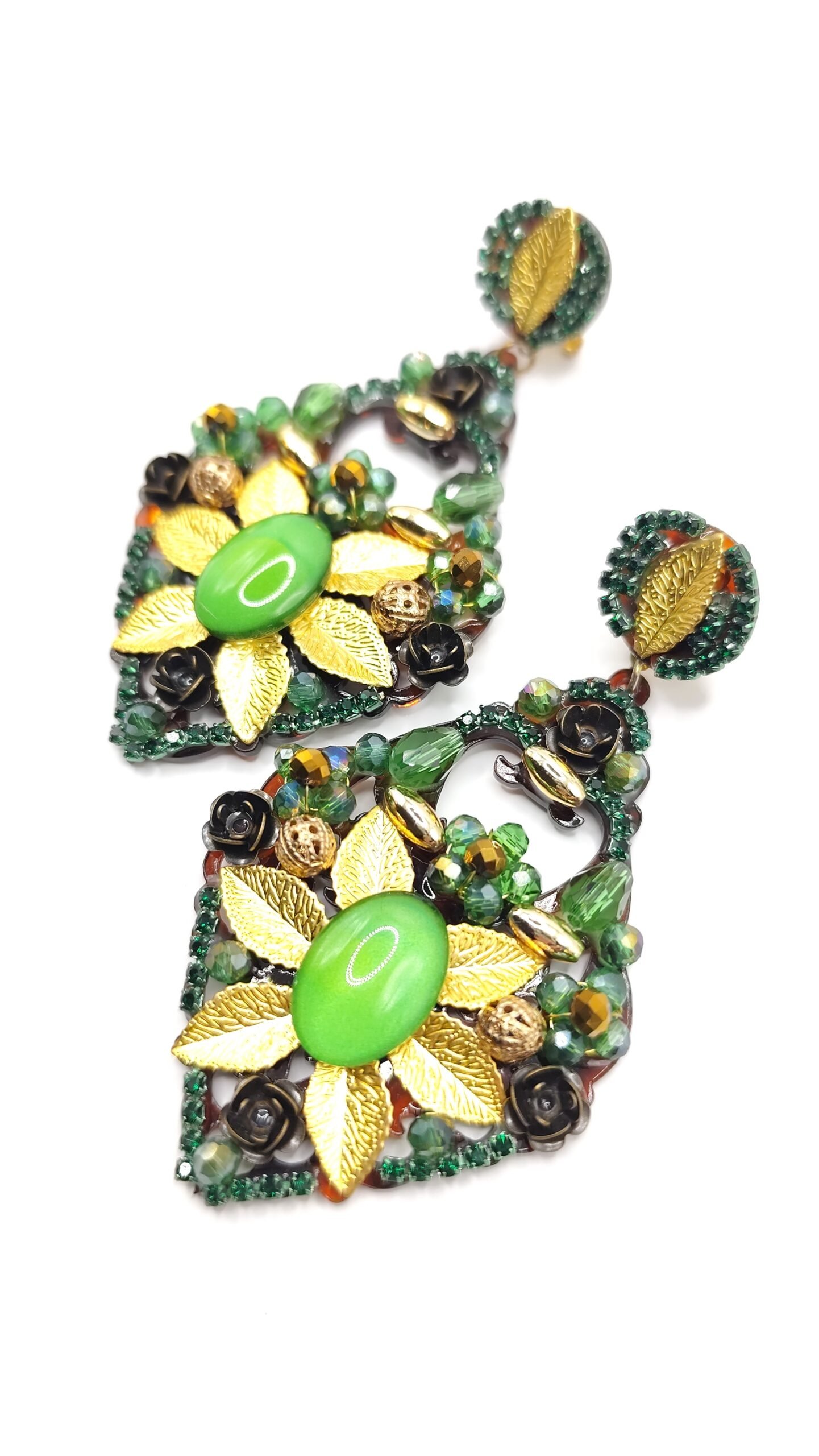 Pendientes Beatriz Diseño Hoja Corazón Verde Lima