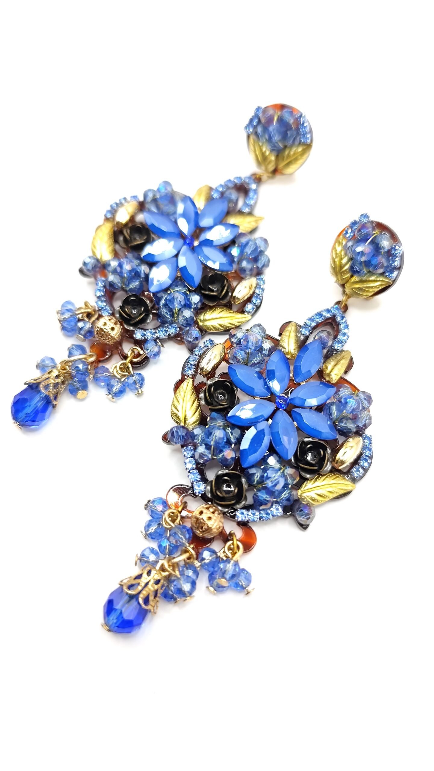 Pendientes Rosa de flamenca arabesco Azul
