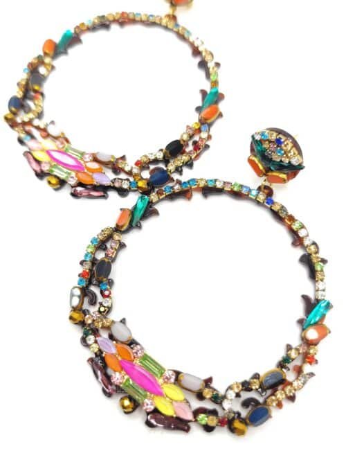 Pendientes de fiesta con cristal de Murano Sena de carey labrado y cristal checo
