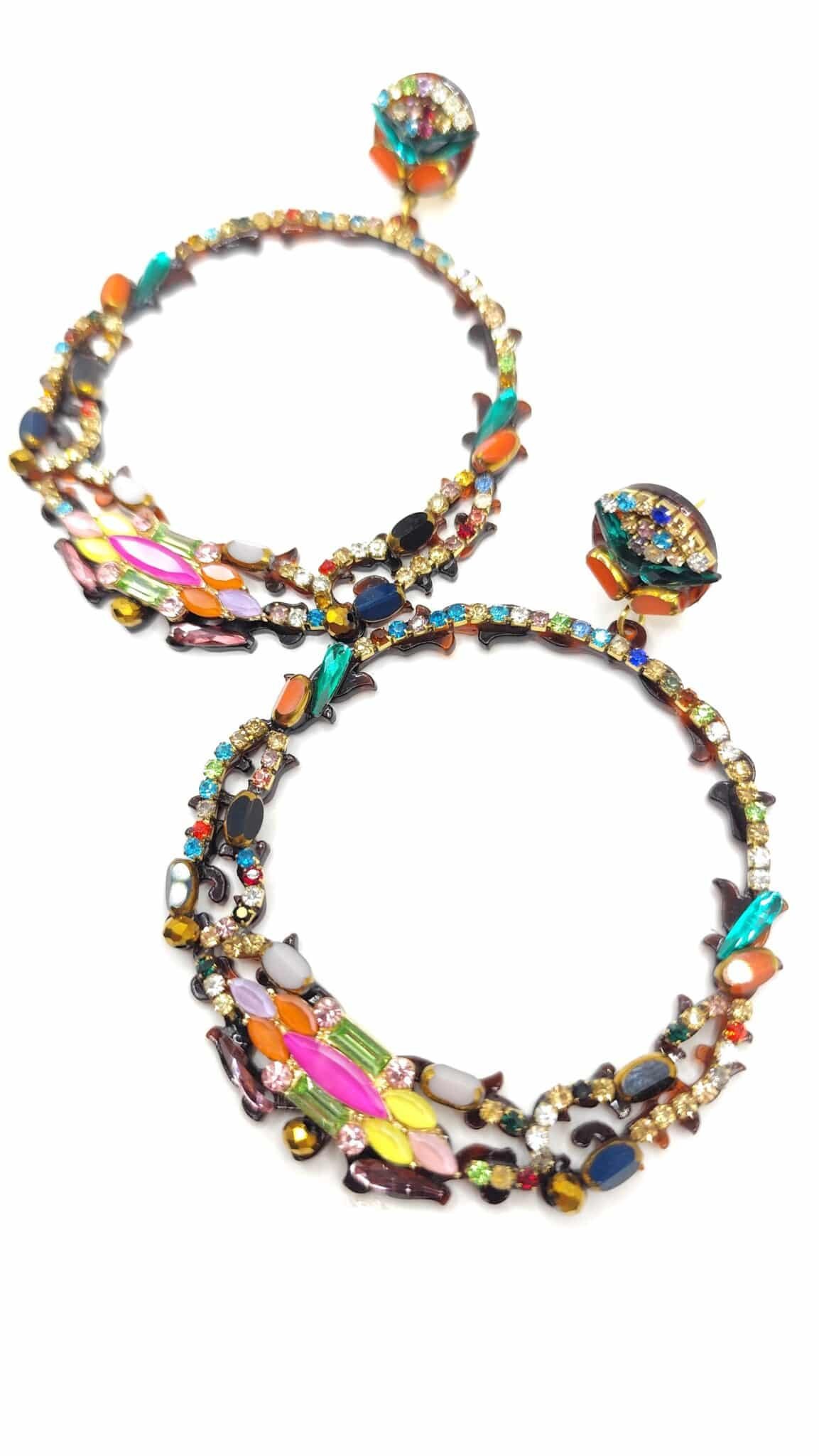 Pendientes de fiesta con cristal de Murano Sena de carey labrado y cristal checo