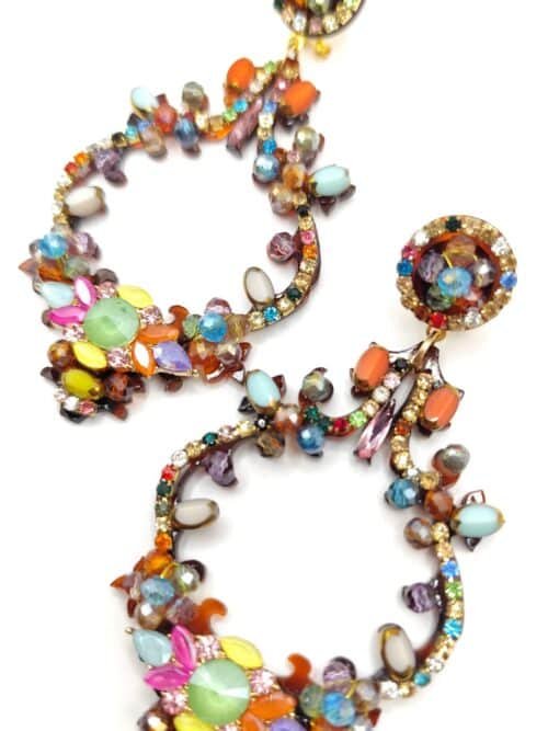 Pendientes de fiesta multicolor Manuela de carey y cristal checo