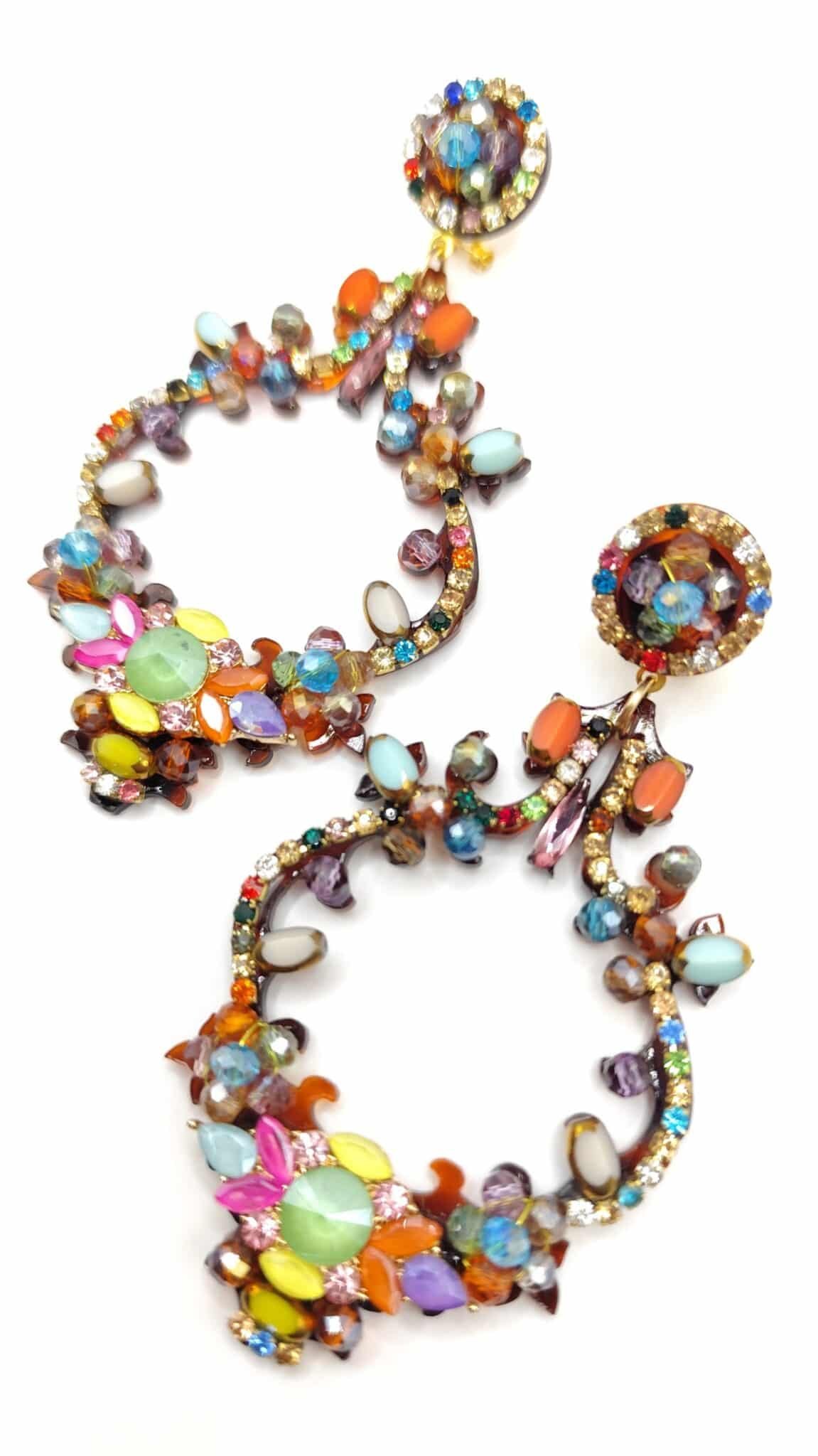 Pendientes de fiesta multicolor Manuela de carey y cristal checo