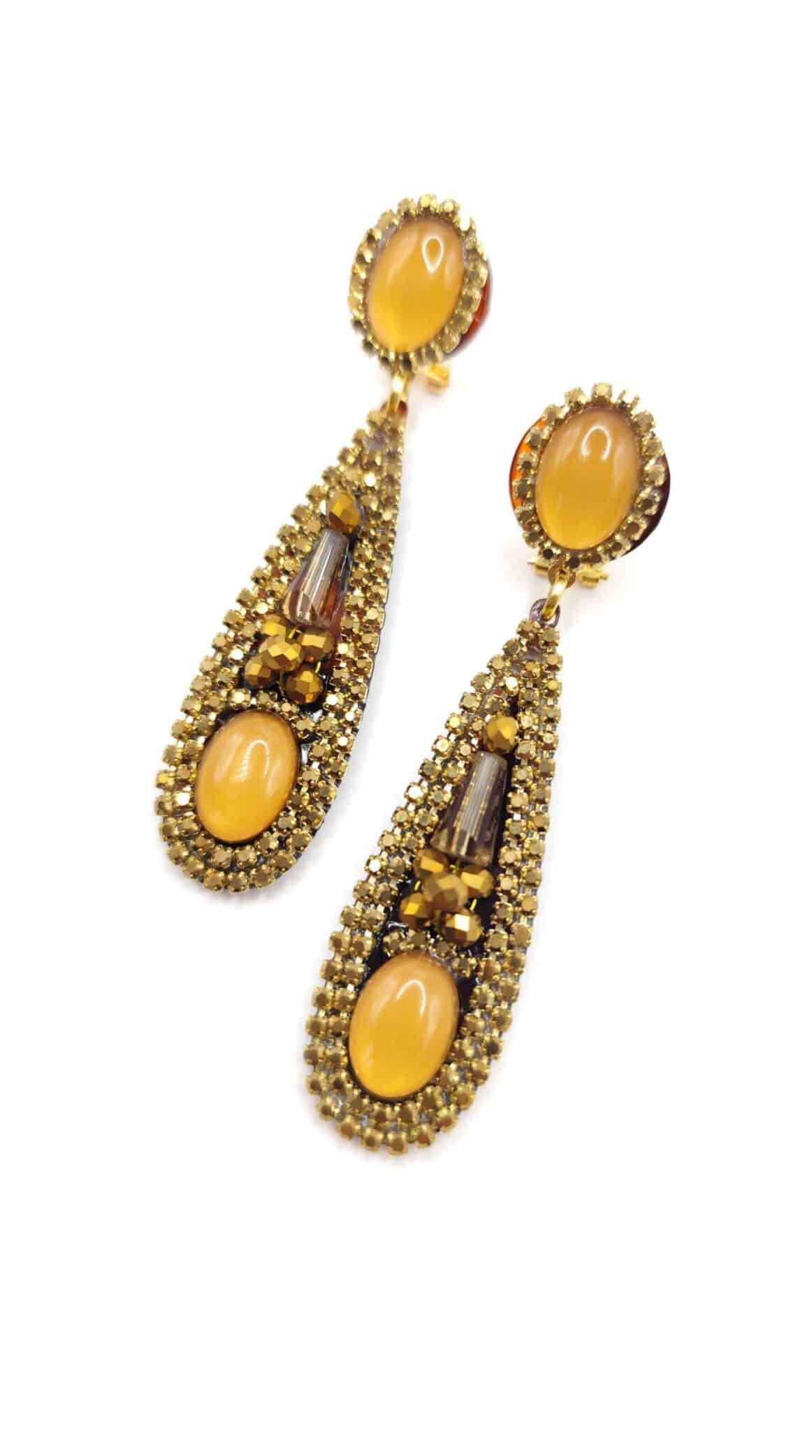 Pendientes de fiesta de carey Frances con cristal Swarovski y cristal checo